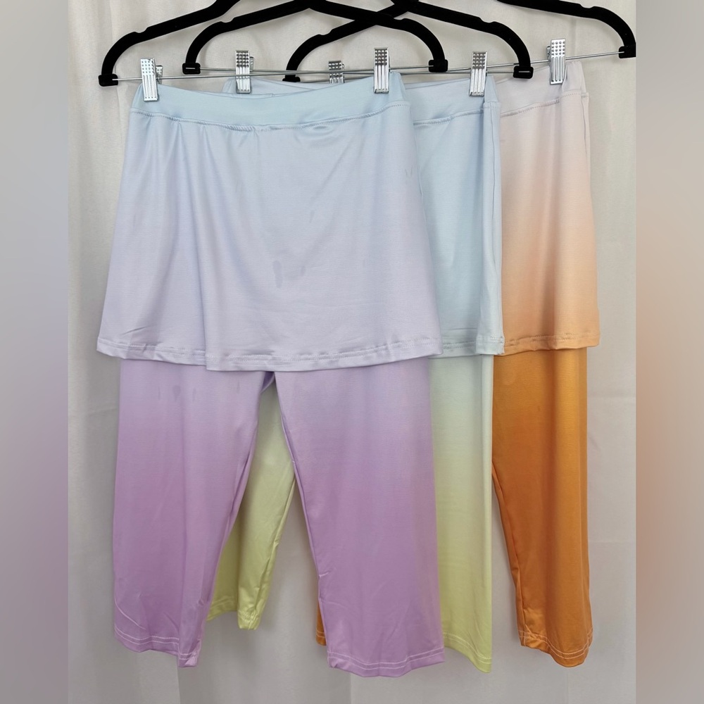 Ombré Tennis Skirt Capri (Set of 3) Loungewear Capri Purple/Blue & Orange Small